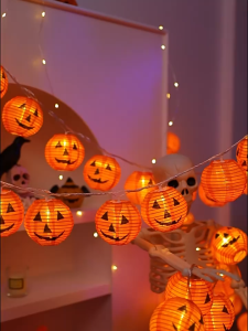 Halloween Decoration Pumpkin Light String 2M 10 LED Ghost Festival Lantern Fairy Lights Battery Operated Horror Atmosphere Light for Home Decor Trick or Treat Happy Halloween Party Decorations