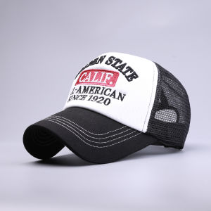 BAODUOLEI | Black Embroidered Letter Mesh Breathable Sun Hat