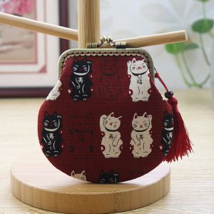 Handmade Japanese Style Fabric Hand-Held Womens Mini Cute Minimalist Mori Creative Cartoon Kisslock Coin Purse