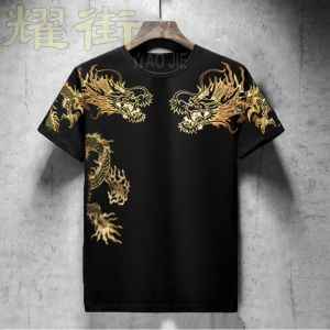 Áo Thun Nam Tay Ngắn in 3D Thời Trang Mùa Hè Cổ Tròn in Vàng Phong Cách Thường Ngày Dáng Rộng Tay Lửng Mỏng Cỡ Lớn