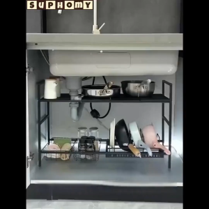 Under Sink Rack Expandable Double Layer Kitchen Sink Rack Storage rack Kitchen/Bathroom Storage rack Adjustable OR