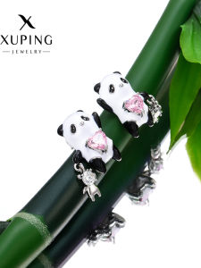 Cute Girl Panda Design Stud Earrings Womens Luxury Drip Glaze High-End Feelings Fashion Jewelry Alloy Plated Silver Gold
