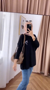 Tiantan Blouse Bordir Pita Batwing / Rayon Premium / Jumbo Blouse Simple Kekinian