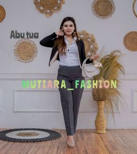 MURAH !!! Celana kerja wanita pinggang karet dan resleting slim fit celana formal wanita panjang
