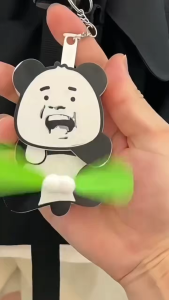Creative Crayon Shin chan Pressing Trick Hand Fan Double Leaf Folding Fan Keychain Backpack Pendant Decompression Toy Birthday gift
