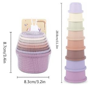 8Pcs Stacking Cups Toys for Rabbits Chinchillas Guinea Pigs  Multi-Colored Reusable Plastic Nesting Toys Stacking Cups Set