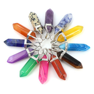 Natural Stone Pendant Healing Crystal Hexagonal Point Necklaces Quartz Pendulum Column Reiki Chakra Gemstones For Making Jewelry