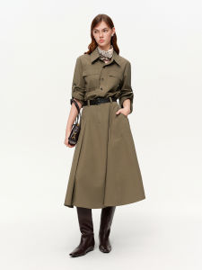 DUSHU | Workwear Style Illusion Two-Piece Shirt Dress