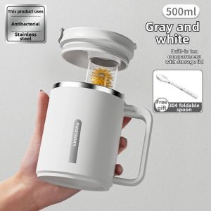 Insulated Stainless Steel Mug with Lid and Spoon