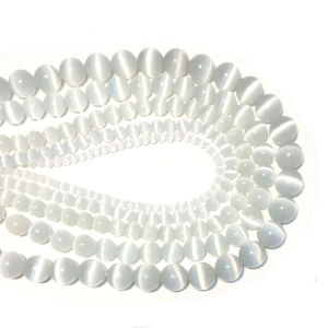 New 4/6/8/10/12mm A Grade White Cat Eye Stone Beads For Jewelry Making Opal DIY Bracelet Earrings Necklace Moonstone Kralen