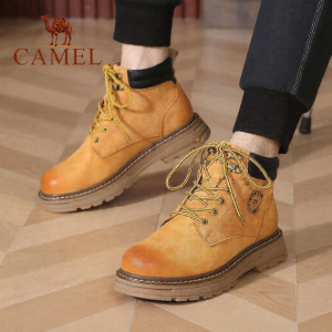 CAMEL | Wear-Resistant Thick-Sole Yellow Winter Mens Work Boots Martin Boots