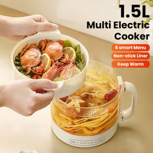 [COD] 1.5L Mini Electric Cooker Multifunctional Electric Pot with Steamer Non stick Pot Ceramic Coating High Borosilicate Glass Material Small Dormitory Rice Cooker