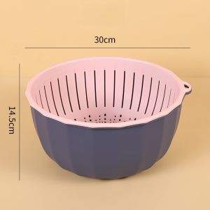 Thickened Double Layer Drain Basket Vegetable Washing Basket Large Size Kitchen Fruit And Vegetable Storage Basket Home Rice Washing Basket