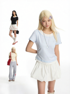 dangerouspeople | Spliced Faux Two-Piece Sweet and Cool Women T-Shirt