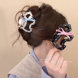 1pc bowknot polka dot dog claw clip cute girl half-up bun shark hair clip high-end hair accessory headwear
