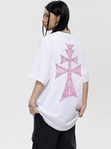 Boneless Btw Pure Cotton Womens T-shirt Summer Loose Fit Half Sleeve Short Sleeve High Street Trend Top round Neck Casual Wear