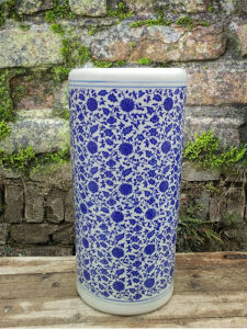 Jingdezhen Ceramic Painting and Calligraphy Tube Umbrella Bucket Quiver Cap Tube Rice Pot Cylindrical Flower Pot Blue and White Porcelain Floor-Standing Decorations Practical