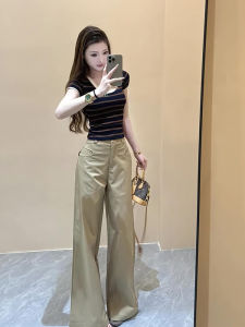 American Style High Waist Wide Leg Casual Pants Womens Summer New Model Original Fitting Pants Korean Commute Style