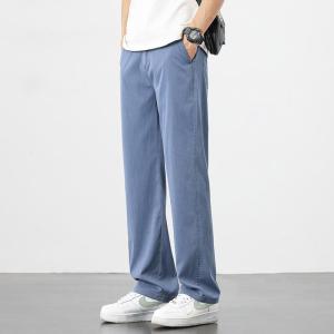 Quần Dài Nam Mùa Hè Mỏng Màu Đen Lụa Lạnh Thường Ngày Rộng Rãi Thoáng Khí Thể Thao Quần Dài Ống Đứng Thẳng Dài