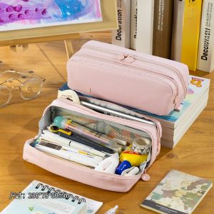 Angoo Polyhedron Large Capacity Pencil Case Boys And Girls Styles Stationery Box Simple Design Oxford Cloth Material School Supplies
