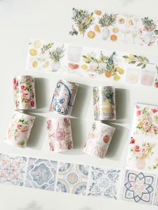 Original WT Tape Fruit Tea Story Special Ink Mediterranean Tile Style Summer Fruit Ice Drink Adhesive Tape for Journaling