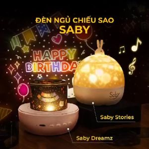 Đèn ngủ chiếu sao Saby Dreamz Saby Stories tấm phim chiếu Thỏ sinh nhật quà tặng sinh nhật đèn chiếu trần đa dạng lựa chọn phim chiếu BH12 tháng