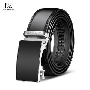 LouisWill Men’s Belt Business Leisure Belt Stylish Automatic Buckle Belt Second-layer Cowhide Waistband Length Can Be Cut Youth Belt Stylish Simple Nice Waistband Durable Belt