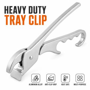 Aluminum Alloy Pizza Pan Gripper Anti Scald Hot Dish Retriever Tongs With Bottle Opener For Oven Camping Kitchen Silver