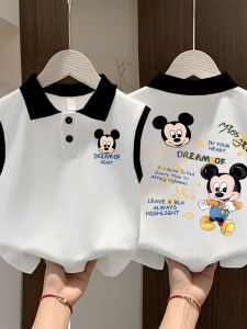 Cartoon Mickey Alphabet Print Cotton Polo Shirt for Boys and Girls