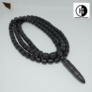 kalung tasbih kayu kelor hitam motif marjan h413