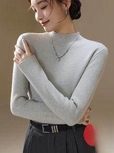 MiiOW | Womens Thickened Half High Collar Knitted Sweater Faux Mink Winter Base Shirt Warm Slim Fit Knitting Top Cat Person Brand