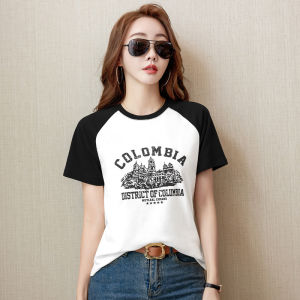 Women Short Sleeved Round Neck T-shirt Casual Tee Printed Top 95% Cotton