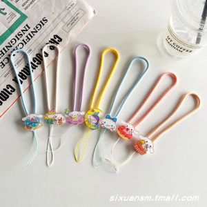 Japanese and Korean Cartoon Cute Cinnamoroll Babycinnamoroll Big Ear Dog Woven Mobile Phone Lanyard Creative Drop-Resistant Silicone Wrist Band Short Hang Rope Lanyard Anti-Lost Phone Case Keychain USB Flash Drive Pendant Ornament Womens