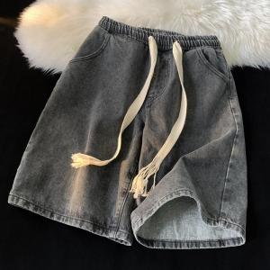 Quần Short Denim Nam Mùa Hè Mỏng Màu Xanh Nhạt Cỡ Lớn Rộng Rãi Quần Jeans Thường Ngày Năm Điểm Quần Dài Vừa Vặn Thoải Mái Thoáng Khí