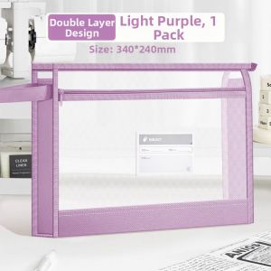 deli | Large Capacity Transparent A4 File Organizer Student Bag