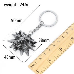 Game Pendant Keychain TheWitcher Wizard 3 Wild Hunt Geralt Animal Metal Keyring Wolf Head Key Holder Bag Card Original Quality