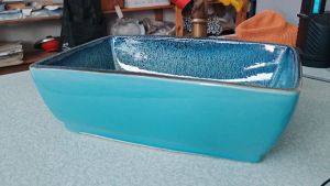 KOEN HANDMADE DESIGNER ART BASIN CERAMIC COUNTER TOP BASIN (RETANGULAR) 470mm(L) x 320mm(W) x 140mm(H)