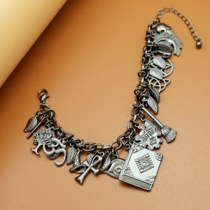 Vintage Bracelet Catholic Religious Church Medals Saints PRAY FOR Cross Pendant Chain Women Bangle Silver Plated Jewelry Gifts