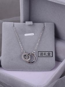 925 Sterling Silver Mobius Double Ring Necklace Womens Fashion Jewelry Luxury Minimalist Clavicle Chain High-end Elegant