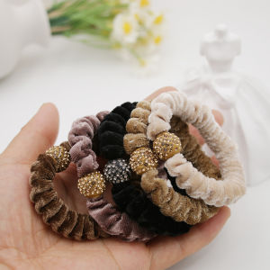 Băng Đô Bằng Vải Nhung Cao Su Đàn Hồi Cao Màu Trà Sữa Có Hạt Đá Pha Lê Phụ Kiện Tóc Thời Trang Cho Nữ
