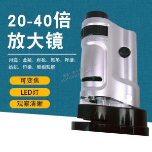Miniature Portable Zoomable Magnifying Glass with Light Source And Slider 20X-40X Magnification Handheld Lens by ShangHai HuJing