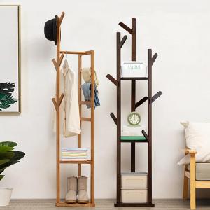 DANBIYIN | Simple Home Use Bedroom Floor Standing Wooden Coat and Bag Hanger