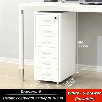 Steel Storage Cabinet 3/5/6 layers Filing Cabinet Lockable Movable Metal Drawer Cabinet Suitable for office and home storage