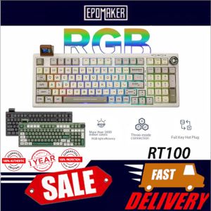 EPOMAKER RT100 Retro Mechanical Keyboard with Knob and Mini Display Wireless Keyboard