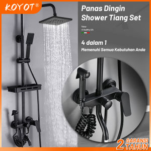KOYOT 4 Dalam 1 Shower Kamar Mandi Full Set Panas Dingin Persegi Hitam Matte dengan Mixer Panas Dingin 4 Ways / Jet Shower / Hand Shower Mandi / Kran Panas Dingin / Kepala Shower Mandi / Tempat Sabun Shower Kamar Mandi Satu Set - Lazada