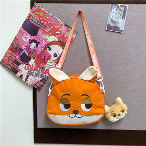 JIFANPAUL | Cute Cartoon Fox Design Crossbody Bag Canvas Handbag