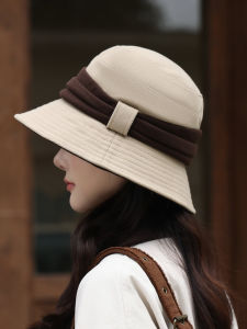 New Folded Fisherman Hat Womens Autumn Winter Korean Version Color Block Outdoor Casual Face Slimming Bucket Hat Youth High Sense