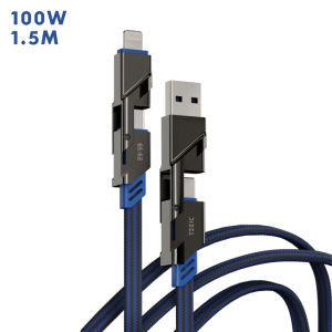 Tóc Rắn Đá Lớn TEGIC Four-in-One Sạc Nhanh Cáp Dữ Liệu Tương Thích Với Apple iPhone 16/15 Multi-function Three-in-One PD Cáp Sạc 100W