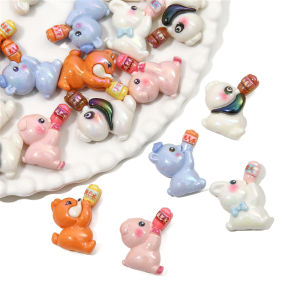 2pcs/bag Resin Oil Dropping Fantasy Rabbit Panda Water Drops Beads For  DIY Jewelry Making Accessories