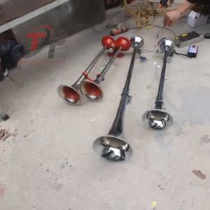 Combo Nhài cùng Còi hơi inox 70 phân và 1 mét điện áp dùng chung 12/24V. Còi dùng cho xe có bình hơi